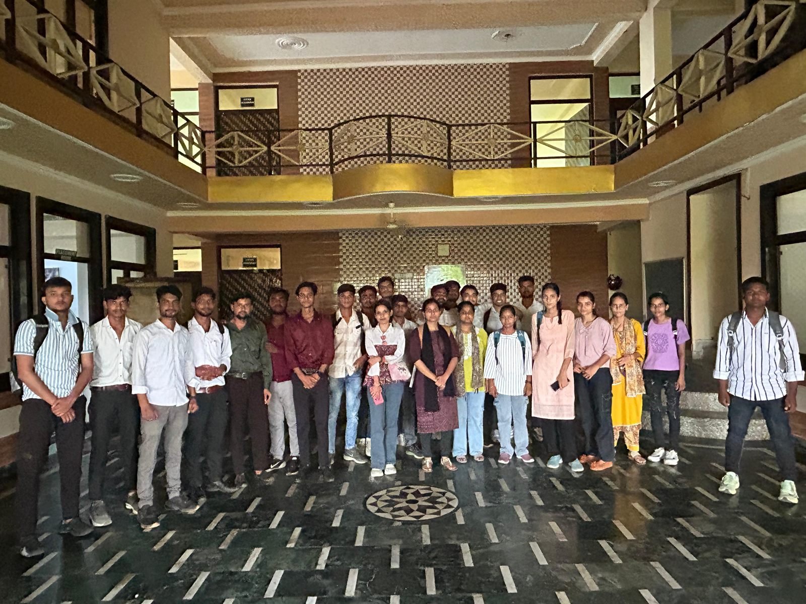 Students of SRCM College Agra in the campus atrium